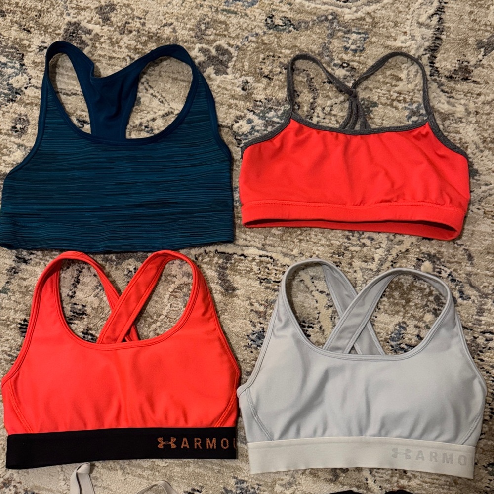 Under Armour Sports Bra Collection - Navy, Coral, Light Gray